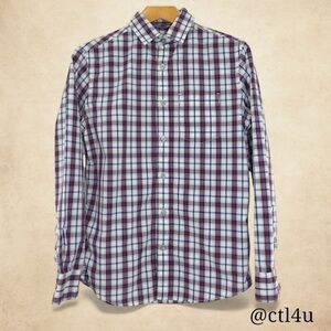 Tre Vero Long Sleeve Plaid American Red White and Blue Academia Button Up S